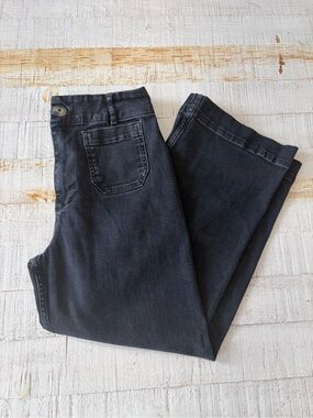 Anthropologie Pilcro the Skipper Jeans size 27 Cropped Wide Leg Faded Black